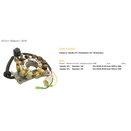 DZE UZWOJENIE ALTERNATORA (STATOR) YAMAHA YFZ 350 BANSHEE '95-'06 (3GG-85510-01-00; 3GG-85510-00-00) (ESG870)