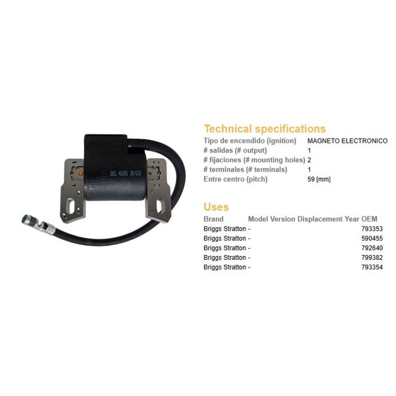 DZE CEWKOMODUŁ SILNIK BRIGGS STRATTON (OEM 793353; 590455;792640;792631;799382;793354)
