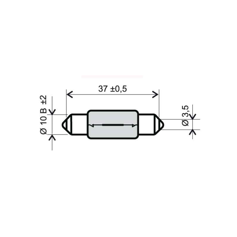 ŻARÓWKA T11X39 RURKA 12V 10W