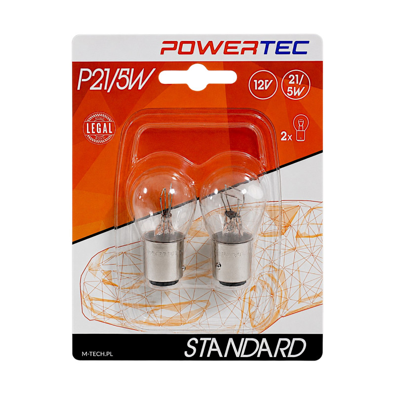 ŻARÓWKA POWERTEC M-TECH 12V 21/5W 1X5D STANDARD (2SZT) ŻARÓWKA POWERTEC M-TECH 12V 21/5W 1X5D STANDARD (2SZT)