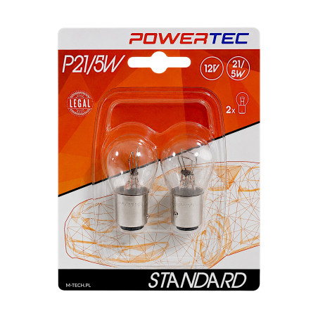 ŻARÓWKA POWERTEC M-TECH 12V 21/5W 1X5D STANDARD (2SZT)