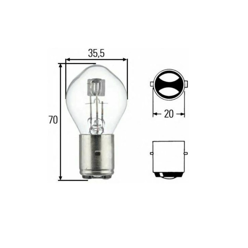 HELLA ŻARÓWKA S2 35/35 W 12V BA20D (BULBA) - 1 SZTUKA