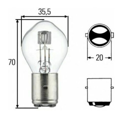 HELLA ŻARÓWKA S2 35/35 W 12V BA20D (BULBA) - 1 SZTUKA
