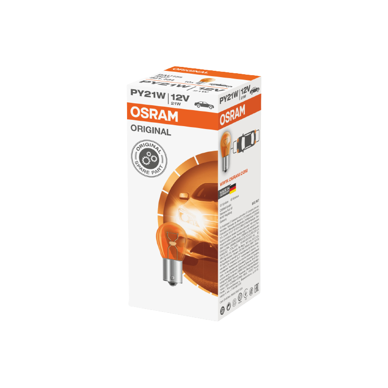 OSRAM ŻARÓWKA 21W 12V BAU15S PY21W (ORANGE) - POMARAŃCZOWA KIERUNKOWSKAZ 1 SZTUKA