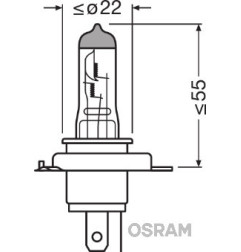 OSRAM ŻARÓWKA H4 12V 60/55W P43t NIGHT BREAKER® LASER (+150%) 1 SZTUKA