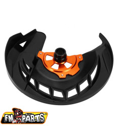 FM-PARTS OSŁONA TARCZY HAMULCOWEJ PRZÓD KTM '15-'23 KOLOR CZARNO POMARZŃCZOWY (OŚKA 22MM)
