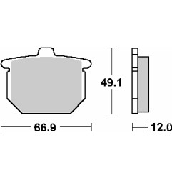 SBS KLOCKI HAMULCOWE KH29 STREET STANDART CERAMIC HONDA GL1100 GOLD WING '75-'77, CB 750 '77-'79 KOLOR CZARNY PRZÓD