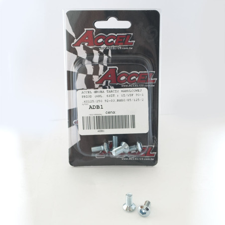 ACCEL ŚRUBY TARCZY HAMULCOWEJ PRZÓD YZ/YZF '90-'14, KX 125/250 '92-'03, RM 80/85/125/250 '93-'14 TYŁ YZ 125/250 '90-'97