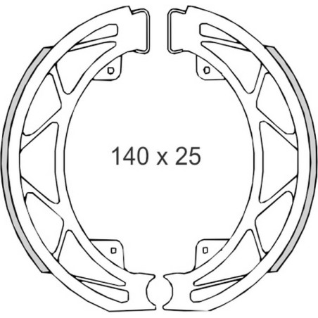 BRENTA SZCZĘKI HAMULCOWE PIAGGIO FLY 05'-/LIBERTY 97'-14'/LIBERTY 4T 00'- (140x25mm) (FT 0303)