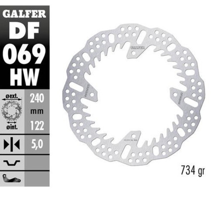 GALFER TARCZA HAMULCOWA TYŁ HONDA CR 125/250; CRF250R '04-'23; CRF 450R '09-'23 (240X140X5MM) SHARK ENDURO MX