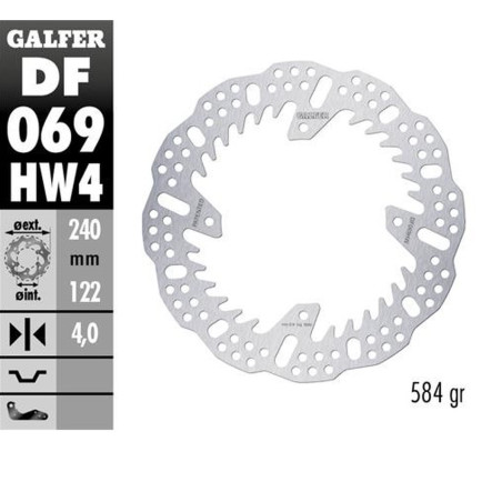GALFER TARCZA HAMULCOWA TYŁ HONDA CR 125/250; CRF250R '04-'23; CRF 450R '09-'23 (240X140X4MM) SHARK ENDURO MX