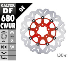 GALFER TARCZA HAMULCOWA PRZÓD HARLEY-DAVIDSON (292X56X5) (WAVE) PŁYWAJĄCA KOLOR CZERWONY (PATRZ OPIS)