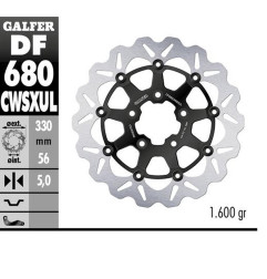 GALFER TARCZA HAMULCOWA PRZÓD HARLEY-DAVIDSON (330X56X5) (WAVE) (OVERSIZE) PŁYWAJĄCA (PATRZ OPIS)