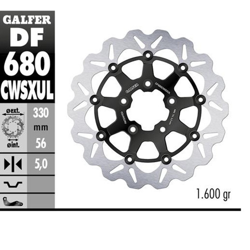 GALFER TARCZA HAMULCOWA PRZÓD HARLEY-DAVIDSON (330X56X5) (WAVE) (OVERSIZE) PŁYWAJĄCA (PATRZ OPIS) GALFER TARCZA HAMULCOWA PRZÓD HARLEY-DAVIDSON (330X56X5) (WAVE) (OVERSIZE) PŁYWAJĄCA (PATRZ OPIS)