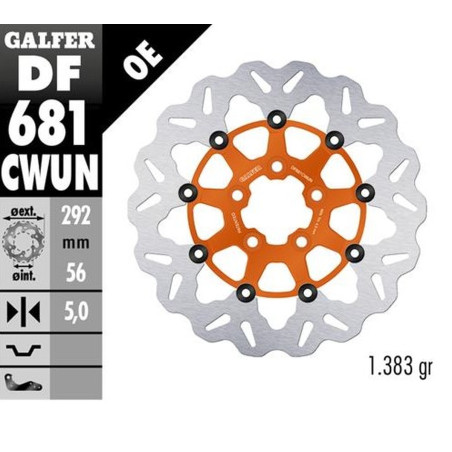 GALFER TARCZA HAMULCOWA PRZÓD / TYŁ HARLEY-DAVIDSON (292X56X5) (WAVE) PŁYWAJĄCA KOLOR POMARAŃCZOWY