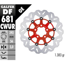 GALFER TARCZA HAMULCOWA PRZÓD / TYŁ HARLEY-DAVIDSON (292X56X5) (WAVE) PŁYWAJĄCA KOLOR CZERWONY