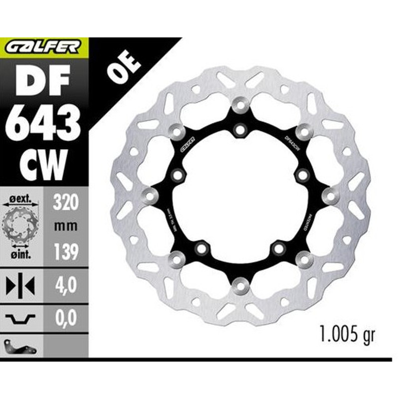 GALFER TARCZA HAMULCOWA PRZÓD KOVE 800X PRO '23-'25 (WAVE FLOATING) (320X139X4MM) GALFER TARCZA HAMULCOWA PRZÓD KOVE 800X PRO '23-'25 (WAVE FLOATING) (320X139X4MM)