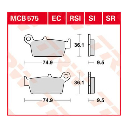 TRW ZF KLOCKI HAMULCOWE KH131 SINTER OFFROAD HONDA CRF 230 08-10, XR 250 88-97, XR 600 91-99, YAMAHA WR 125 98-07, TYŁ