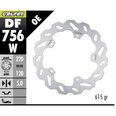 GALFER TARCZA HAMULCOWA TYŁ BMW HP 4 '12-; M 1000R '21-; S 1000 R '14-'23; S 1000RR '09-'20 (WAVE FIXED) (220X120X5MM)