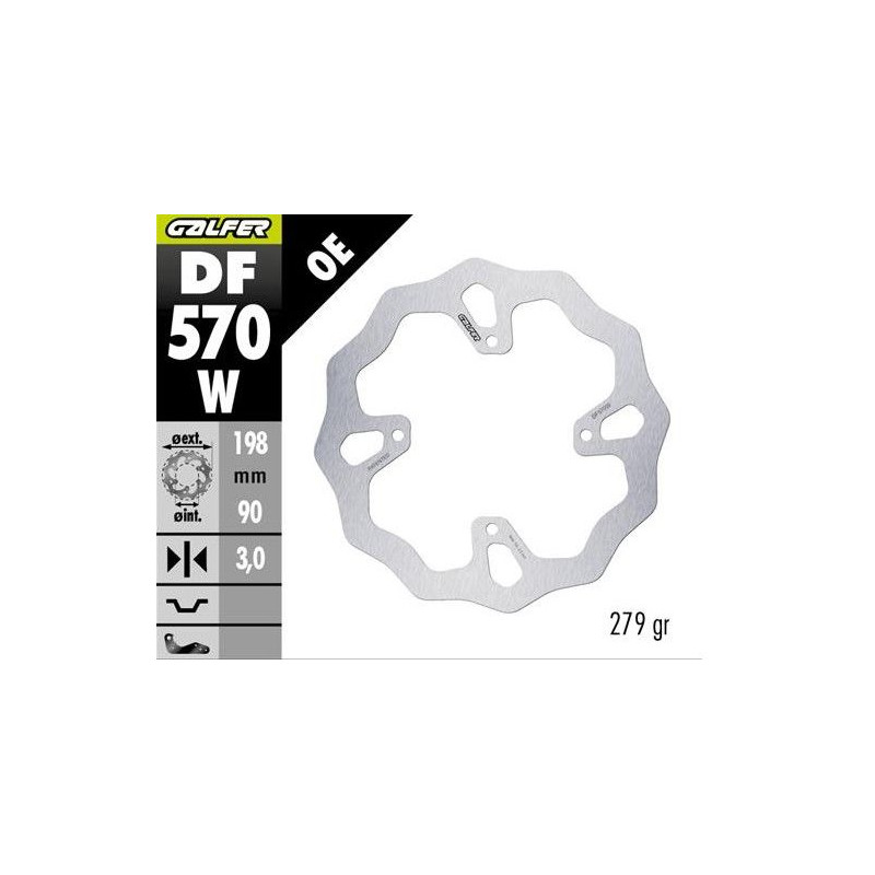 GALFER TARCZA HAMULCOWA PRZÓD KTM SX 65 '25-; HUSQVARNA TC 65 '25-; GAS GAS MC 65 '25- (198X90X3MM) WAVE