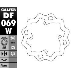 GALFER TARCZA HAMULCOWA TYŁ HONDA CR 125R/250R '95-'07, CR 500 '95-'00, CRF 250R/450R '02- WAVE (240X122X4MM)
