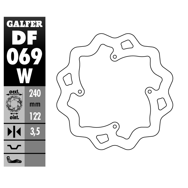 GALFER TARCZA HAMULCOWA TYŁ HONDA CR 125R/250R '95-'07, CR 500 '95-'00, CRF 250R/450R '02- WAVE (240X122X4MM) GALFER TARCZA HAMULCOWA TYŁ HONDA CR 125R/250R '95-'07, CR 500 '95-'00, CRF 250R/450R '02- WAVE (240X122X4MM)