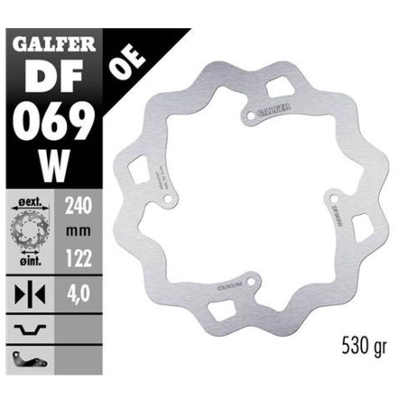 GALFER TARCZA HAMULCOWA TYŁ HONDA CR 125R/250R '95-'07, CR 500 '95-'00, CRF 250R/450R '02- WAVE (240X122X4MM)