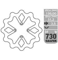 GALFER TARCZA HAMULCOWA TYŁ YAMAHA YFZ 450 '03-05 (199X51,2X3,5MM)