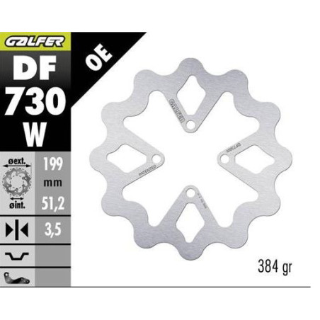GALFER TARCZA HAMULCOWA TYŁ YAMAHA YFZ 450 '03-05 (199X51,2X3,5MM)