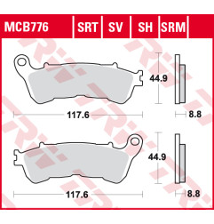 TRW ZF KLOCKI HAMULCOWE KH388 ORGANIC HONDA CBF 500 04-08, CBF 600 04-15, NT 700 V 06-13, XL 700 V 08-13