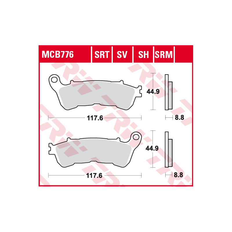 TRW ZF KLOCKI HAMULCOWE KH388 ORGANIC HONDA CBF 500 04-08, CBF 600 04-15, NT 700 V 06-13, XL 700 V 08-13