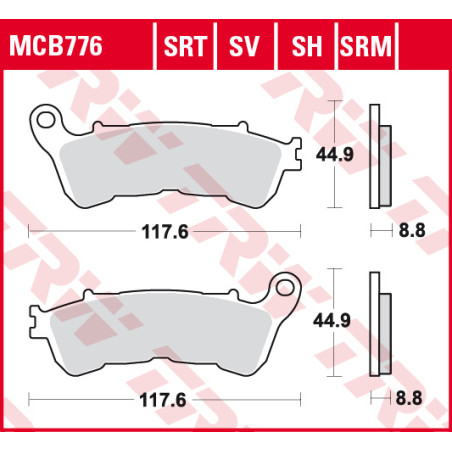 TRW ZF KLOCKI HAMULCOWE KH388 ORGANIC HONDA CBF 500 04-08, CBF 600 04-15, NT 700 V 06-13, XL 700 V 08-13