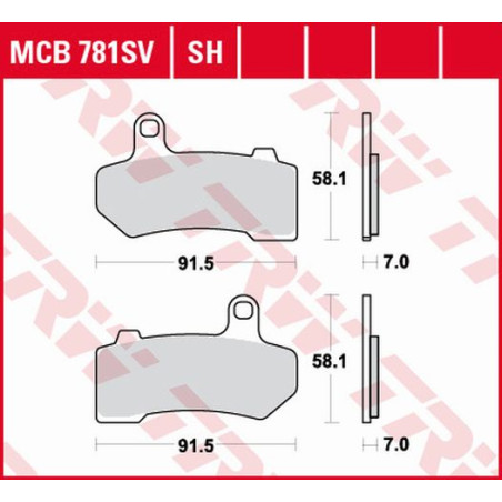 TRW ZF KLOCKI HAMULCOWE KH409 SINTER STREET HARLEY-DAVIDSON 1130 / 1250 / 1584 / 1690 / 1750 / 1800 / 1870 / 1923 06-21