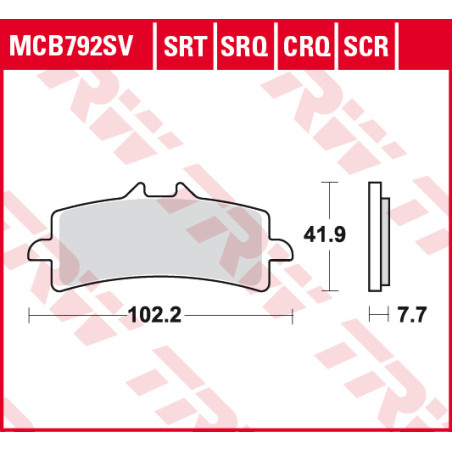 TRW ZF KLOCKI HAMULCOWE KH447 SINTER STREET APRILIA RSV4 09-, DUCATI V4 PANIGALE 18-, PANIGALE 1299 15-, KAWASAKI H2 15