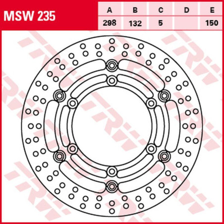 TRW ZF TARCZA HAMULCOWA PRZÓD YAMAHA XJ 1100 /1100A /1300 /1300A (MIDNIGHT S PŁYWAJĄCA, 298/132X5MM 6X150MM
