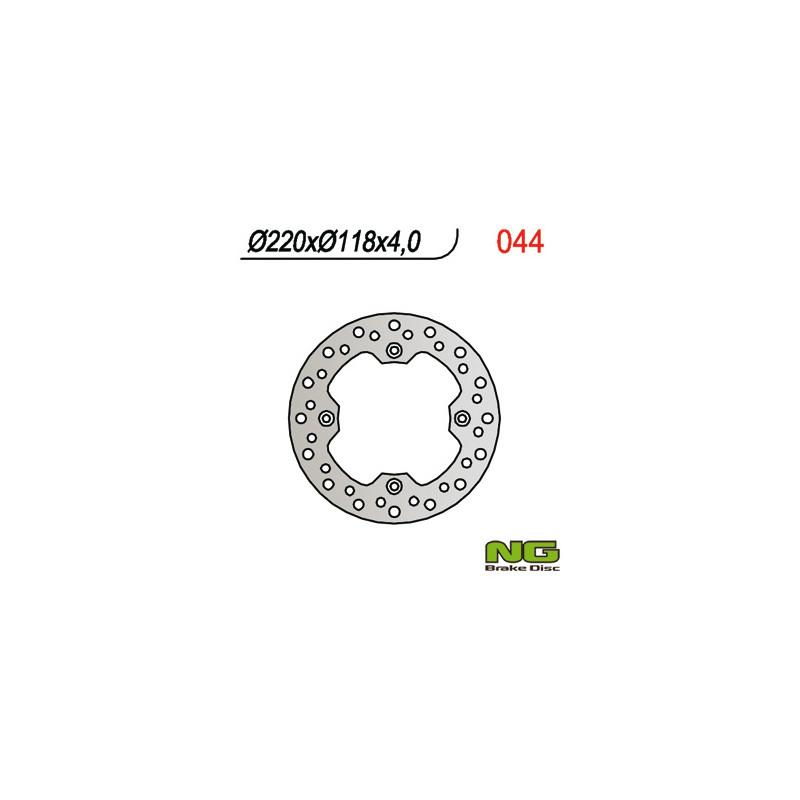 NG TARCZA HAMULCOWA TYŁ SUZUKI DR 350 ''99, DR 250 '96-00, DRZ 250 '01-07, TS 125 '89-'94 (220X118X4MM) (4x10,5MM)