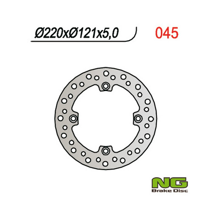 NG TARCZA HAMULCOWA TYŁ HONDA CR 125/250/500 '89-'97, CRE 250SM '89-96, (220X121X5MM) (4X10,5MM)