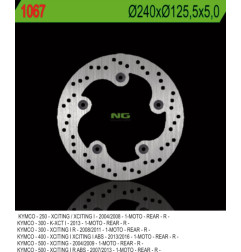 NG TARCZA HAMULCOWA TYŁ KYMCO XCITING 250/300/500 (240X125,5X5) (5X10,5MM)
