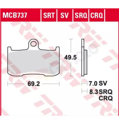 TRW ZF KLOCKI HAMULCOWE KH347 SPIEK METALICZNY SINTER RACING KAWASAKI Z 800 13-17, Z 900 17-21, Z 1000 03-06