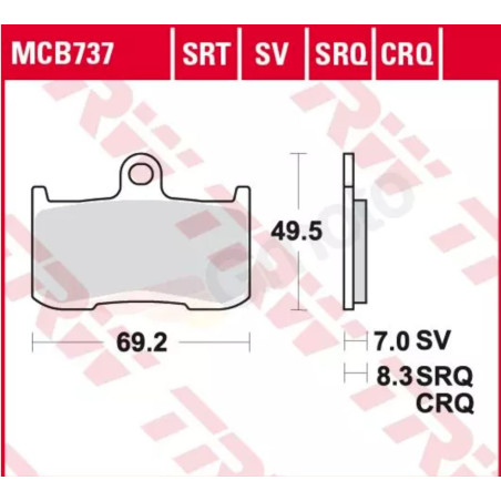 TRW ZF KLOCKI HAMULCOWE KH347 SPIEK METALICZNY SINTER RACING KAWASAKI Z 800 13-17, Z 900 17-21, Z 1000 03-06