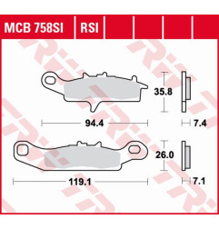 TRW ZF KLOCKI HAMULCOWE KH342 SINTER OFFROAD KAWASAKI KFX 450 / 700 04-14, KVF 700 04-06, PRZÓD
