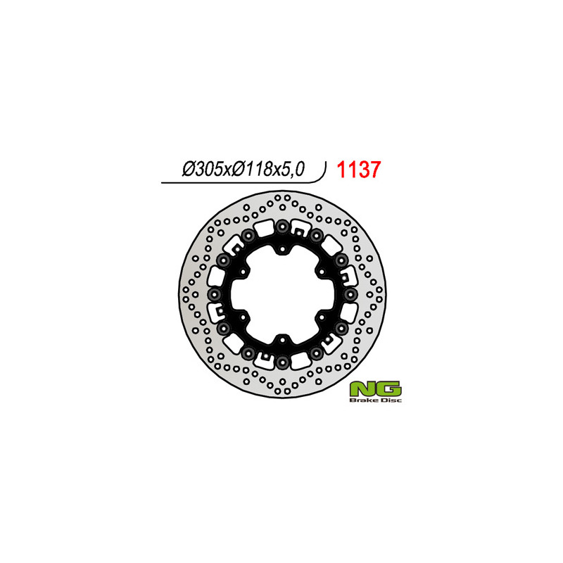 NG TARCZA HAMULCOWA PRZÓD BMW K1100LT/RS '89-00, R1100GS/R '93-94, R1100R/RT/RS '92-01 (305x118x5MM) (6X9,0MM) PŁYWAJĄCA