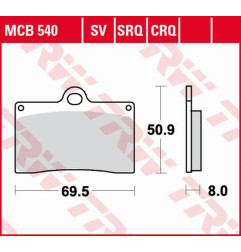 TRW ZF KLOCKI HAMULCOWE KH095 ORGANIC APRILIA RS4 125 '11-'16, DUCATI MONSTER 600 '94-'98, KTM DUKE 620 '94-'98