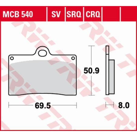 TRW ZF KLOCKI HAMULCOWE KH095 ORGANIC APRILIA RS4 125 '11-'16, DUCATI MONSTER 600 '94-'98, KTM DUKE 620 '94-'98