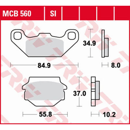 TRW ZF KLOCKI HAMULCOWE KH SINTER OFFROAD KAWASAKI KFX 250 '87-'04, KEF 300 LAKOTA '95-'03, SUZUKI LT-R 250 '87-'90