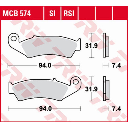 TRW ZF KLOCKI HAMULCOWE KH125 ORGANIC HONDA XLR 125R '98-'99, NX 250 '88-'95, XL 250R BAJA '88-'91, XR 250R '88-'95