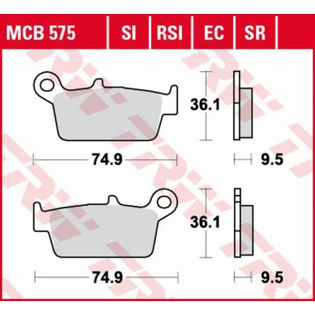 TRW ZF KLOCKI HAMULCOWE KH131 ORGANIC ECO HONDA CR 125R/250R/500R '87-'01, XR 400R '96-'03, XR 600/650L/R '93-'07