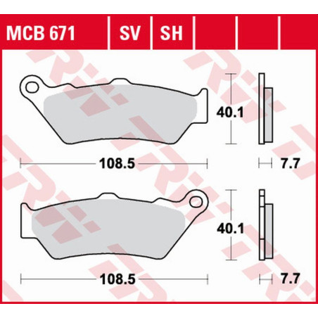 TRW ZF KLOCKI HAMULCOWE KH209 SINTER STREET BMW R 1200/1250 GS/ADV/R/RS/RT '13-, K 1600GT/GTL '11-, DUCATI SCRAMBLER 800