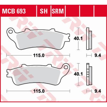 TRW ZF KLOCKI HAMULCOWE KH281 SINTER HONDA FES 125/150 PANTHEON '98-'06, FES 250 FORESIGHT '98-'05 PRZÓD