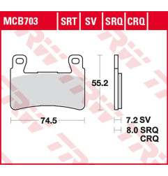 TRW ZF KLOCKI HAMULCOWE KH265 CARBON RACING HONDA CBR 900RR FIREBLADE '98-'03, VTR 1000 SP1/SP2 '00-'07 PRZÓD